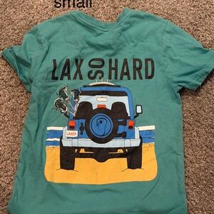 Lax So Hard Teal Graphic Tee with Jeep Print